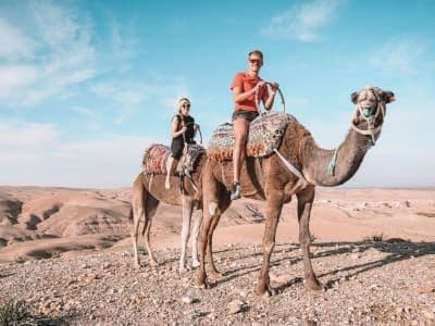 Billet Promenade en dromadaire au coucher du soleil dans le désert d'Agafay avec dîner traditionnel au départ de Marrakech