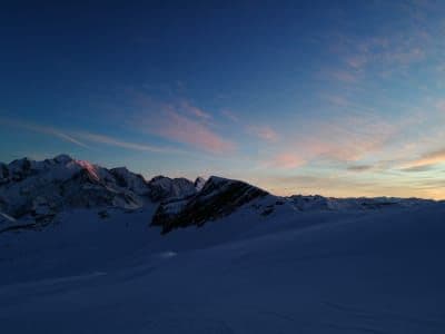 Billet Skier au Coucher du Soleil à Flaine, Grand Massif