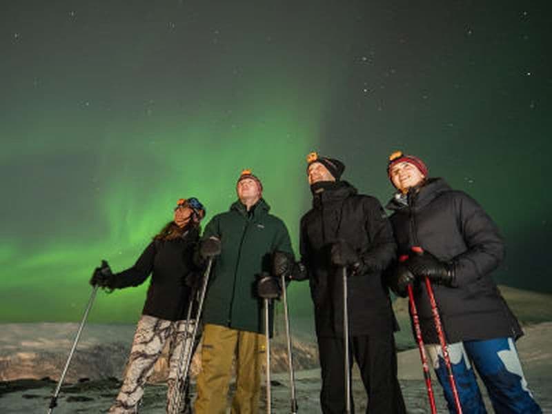 Excursion nocturne en raquettes sur le Fjellheisen au départ de Tromsø