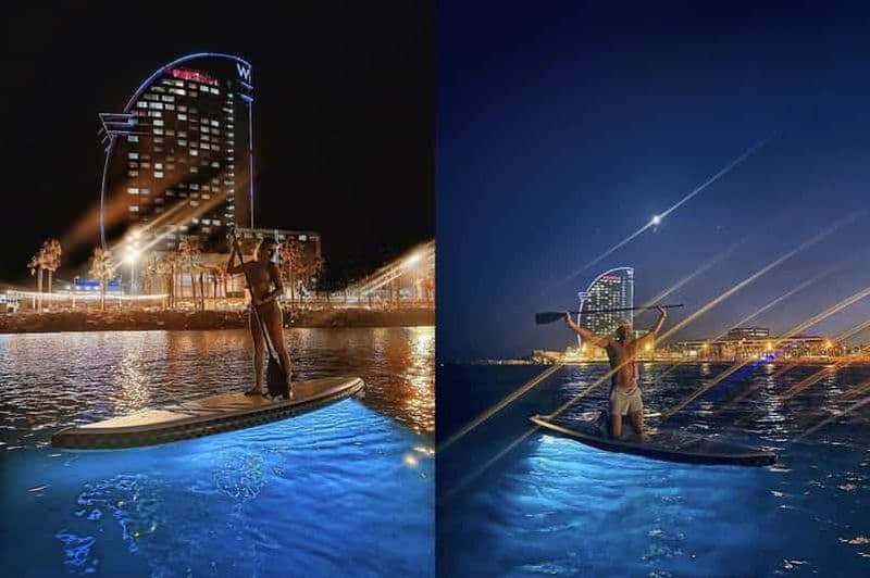 Billet Stand Up Paddle avec des lumières professionnelles à Barcelone