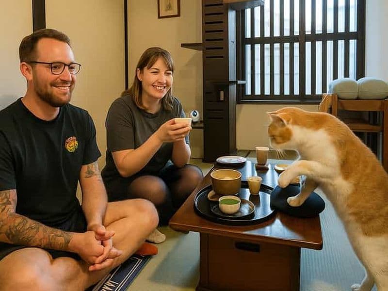 Billet Kyoto : Sanctuaire éthique pour chats et cérémonie du thé (privé/groupe)