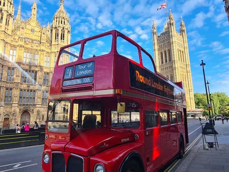 Billet Londres : Visite touristique guidée en bus ancien à toit ouvert