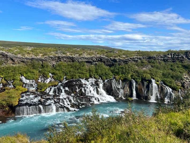 Billet Hraunfossar, Barnafoss+Source thermale de Hvamsvik Visite privée