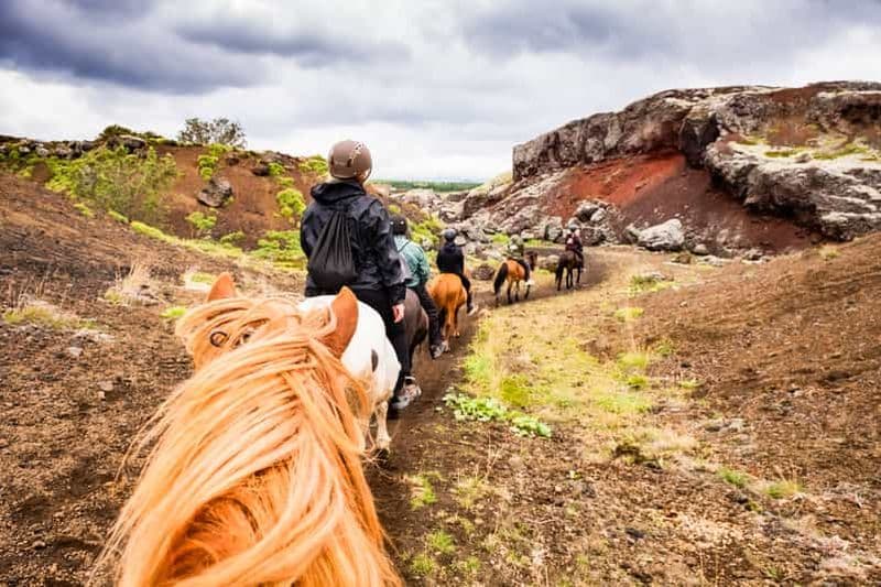 Reykjavik : Randonnée à cheval sur la lave rouge