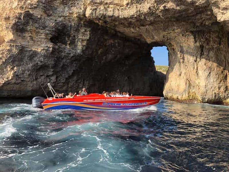Billet Sliema : excursion en hors-bord vers les grottes de Comino et le lagon bleu avec baignade