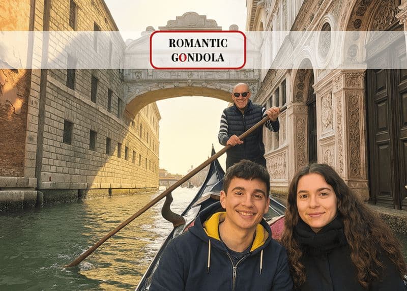 Billet Venise : gondole artisanale sous le magnifique pont des Soupirs