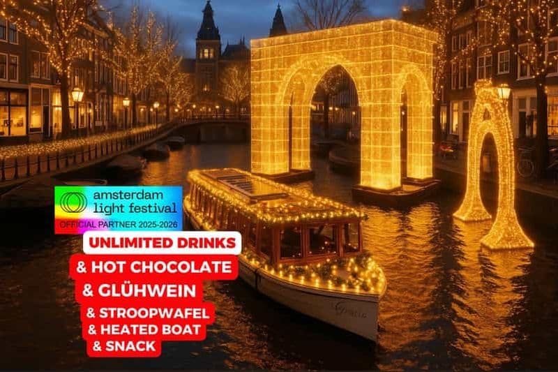 Billet Amsterdam : croisière chauffée Light Festival + boissons et en-cas illimités