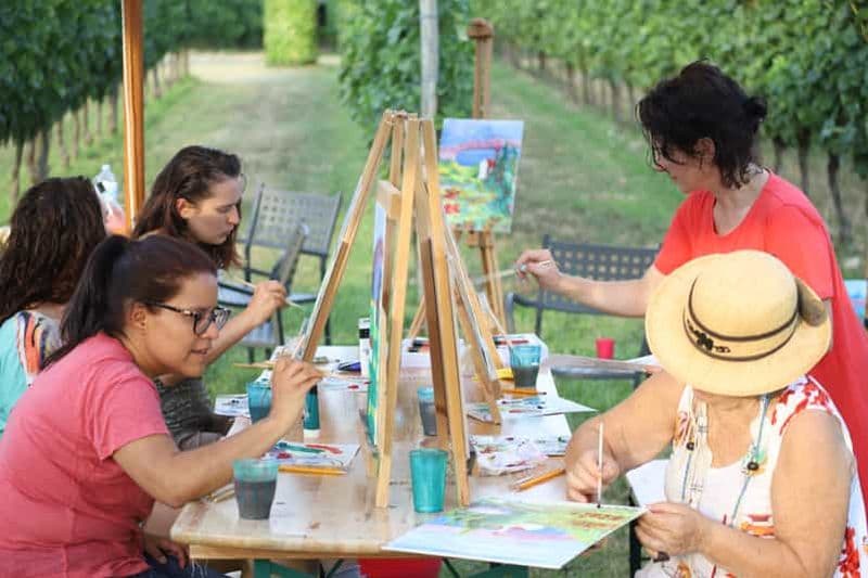 Lazise : Expérience de peinture avec du vin et un plateau de nourriture locale