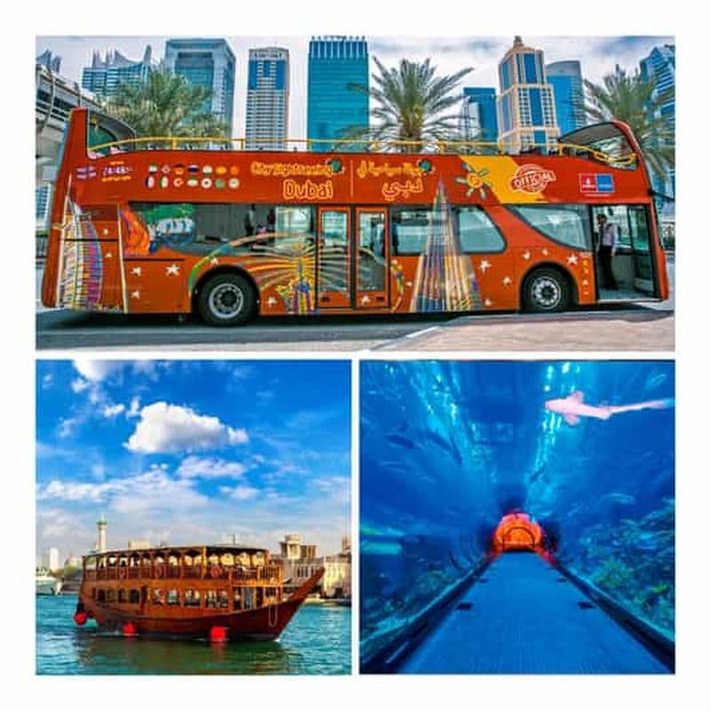 Visite touristique de Dubaï en bus à arrêts multiples et croisière en boutre