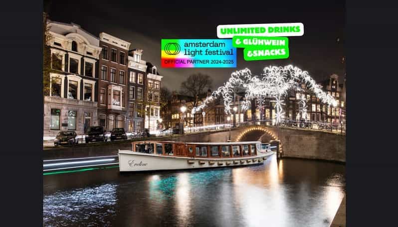 Billet Amsterdam : croisière chauffée au festival des lumières, vin chaud et en-cas