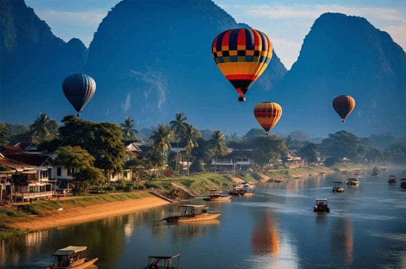 Vang Vieng : Montgolfière et balade en karting