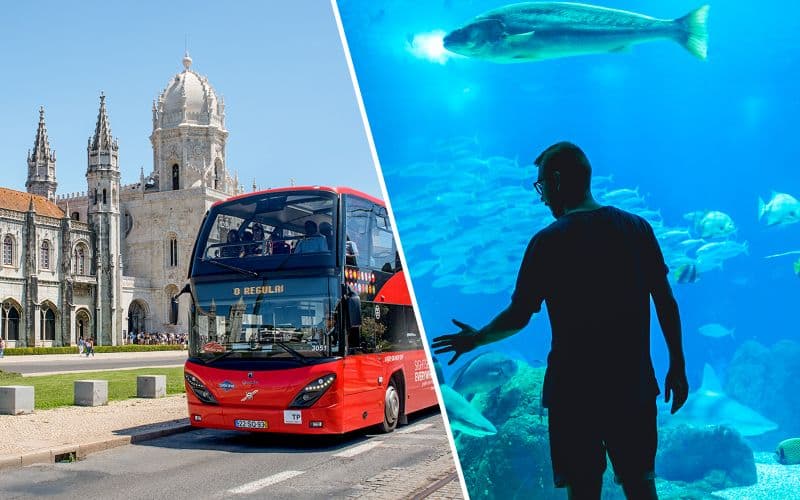 Combo : Tour en bus Hop-On Hop-Off de Lisbonne + billets coupe-file pour l'Oceanário de Lisboa