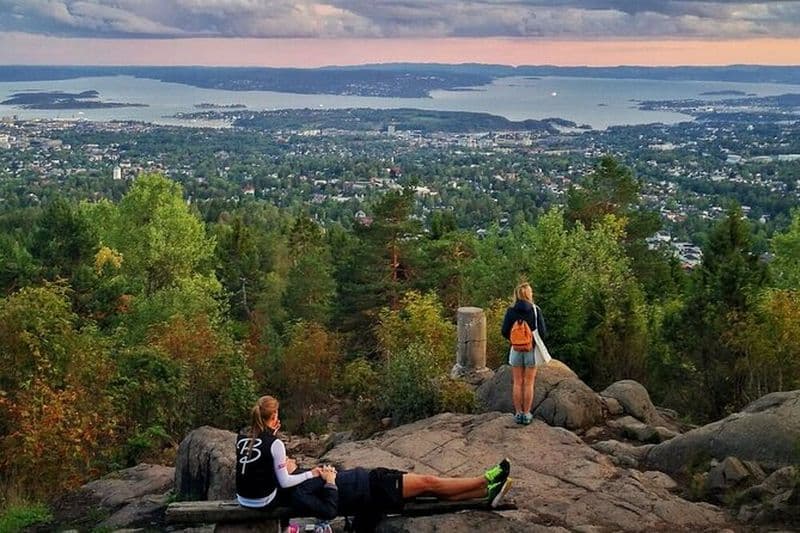 Vue panoramique sur le fjord d'Oslo - Randonnée panoramique en forêt au sommet d'Oslo