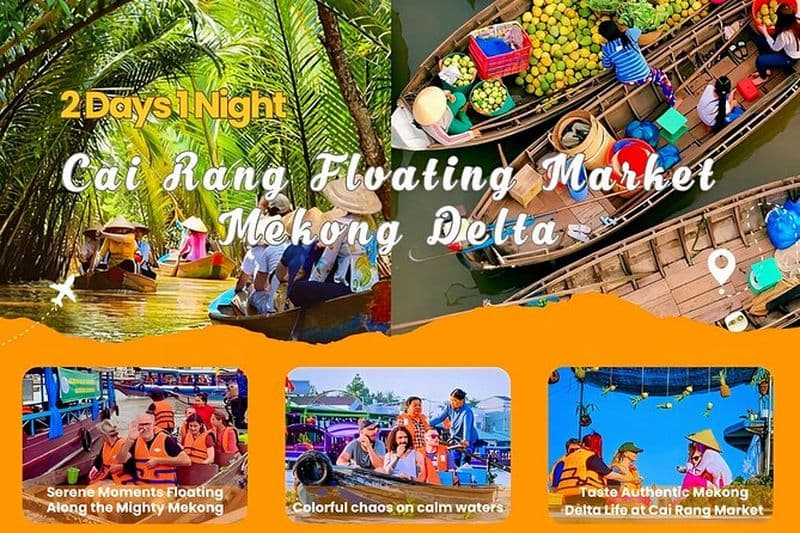De HCM: Marché flottant du Mékong de 2 jours avec cuisine et promenade à vélo