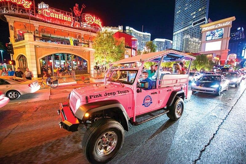 Visite nocturne de Las Vegas en jeep à ciel ouvert