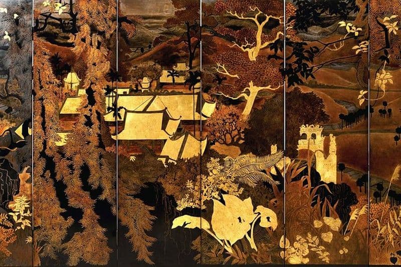 Tradional Laque Paitining Village Faire de la peinture de laque