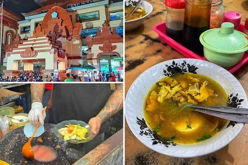 Visite à pied et gastronomique en petit groupe de nuit à Denpasar