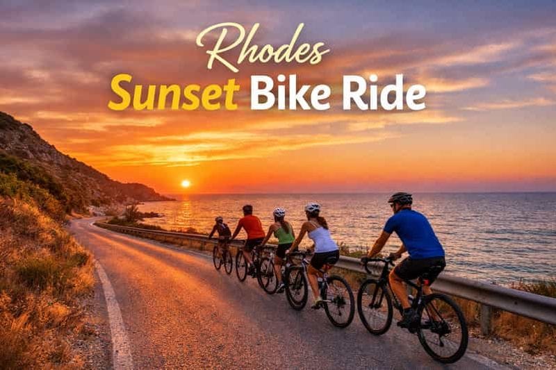 Billet Rhodes : balade à vélo le long de la côte au coucher du soleil et baignade sur la plage
