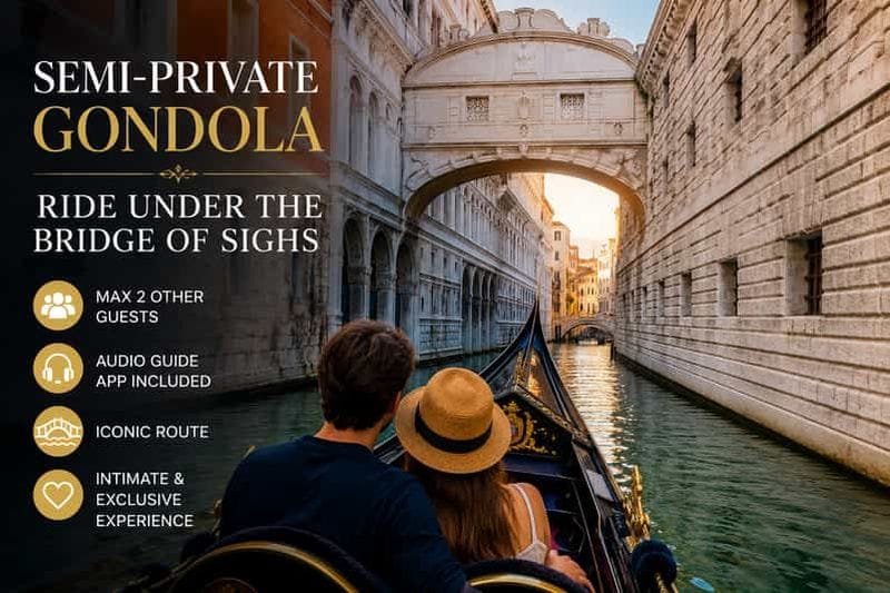 Billet Venise : promenade en gondole semi-privée sous le pont des Soupirs