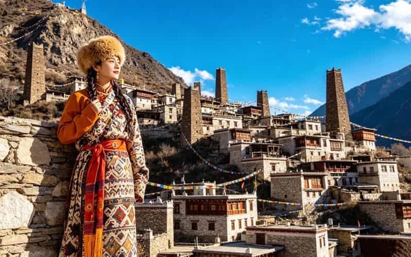 Billet Depuis Chengdu : excursion dans les villages tibétains et Qiang avec déjeuner
