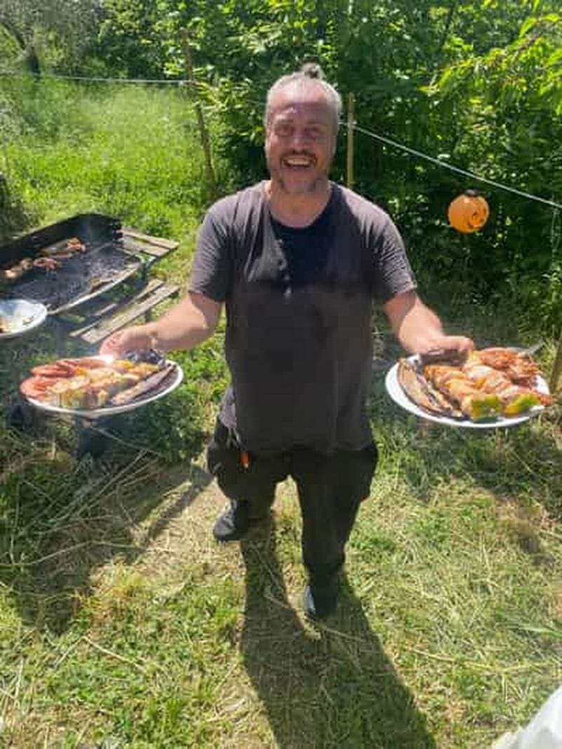 Billet Sessa Aurunca : barbecue au coucher du soleil au milieu des oliviers, avec vue sur la mer