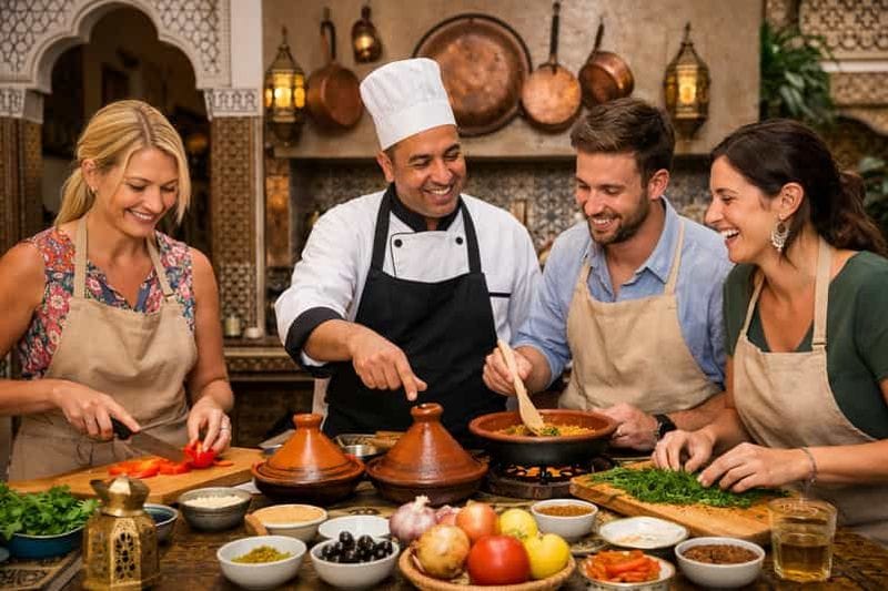 Billet Marrakech : cours de cuisine traditionnelle dans un riad et visite du marché