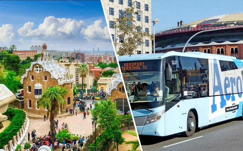 Billet Combo : billets pour le Parc Güell avec audioguide + navettes entre l'aéroport de Barcelone et la Plaça Catalunya