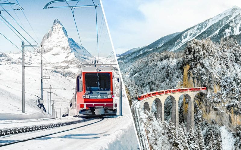 Billet Billets de train aller-retour pour le Mont Gornergrat depuis Zermatt + Glacier Express : Train panoramique entre Zermatt, Coire et St. Moritz