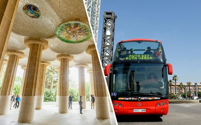 Billet Combo : Billets pour le Parc Güell + Visite de Barcelone en bus Hop-On Hop-Off