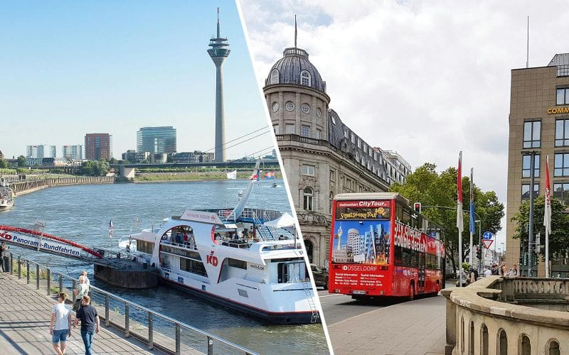 Billet Combo : Tour en bus Hop-On Hop-Off à Düsseldorf + billets pour une croisière panoramique sur le Rhin