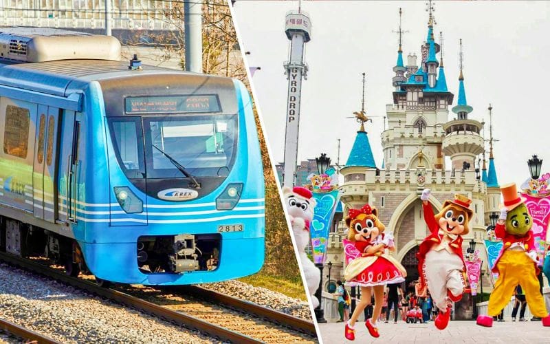 Billet Combo : transferts AREX Express aller simple entre l'aéroport d'Incheon et Séoul + pass 1 jour pour Lotte World