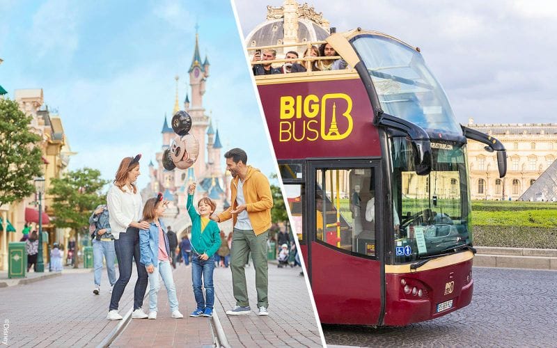 Billet Combo : Billets 1 jour à Disneyland® Paris + Tour en bus Hop-On Hop-Off à Paris