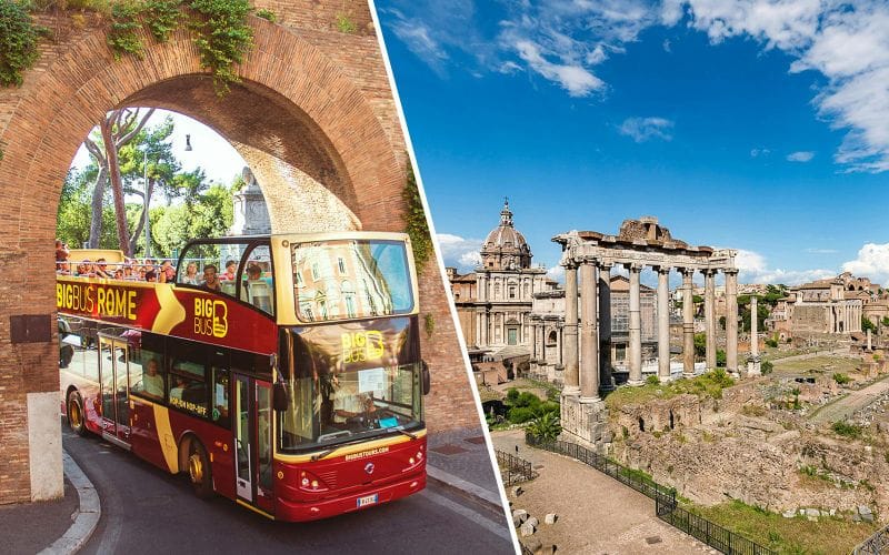 Billet Combo : Visite en bus Hop-On Hop-Off de Rome + Billets pour le Colisée, le Palatin et le Forum romain