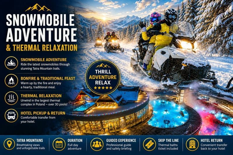Billet Excursion d'une journée en motoneige ou en quad avec visite des sources thermales au départ de Zakopane