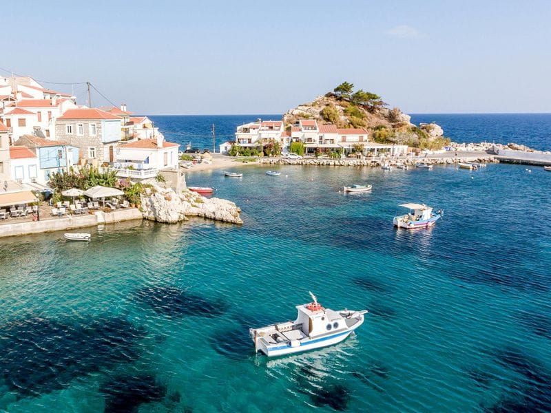 Billet Samos avec le sanctuaire d'Héraion et le village de Potami
