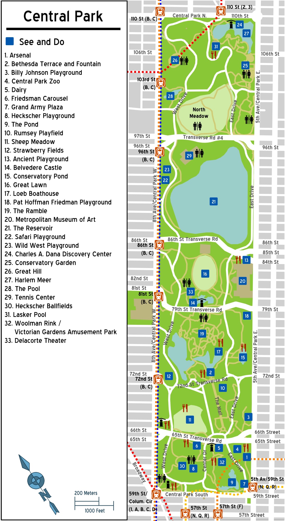 Plan de Central Park à New York