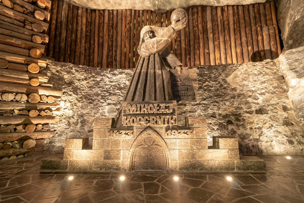 statue de Copernic mines Wieliczka