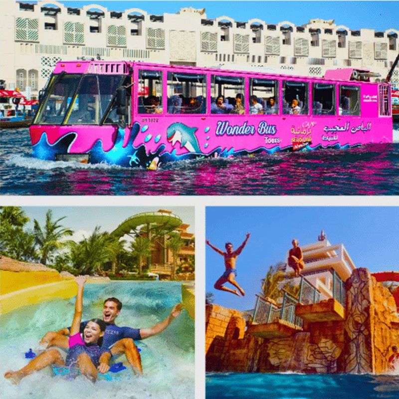 Billet Dubaï : visite en bus amphibie Wonder Bus et parc aquatique Aquaventure