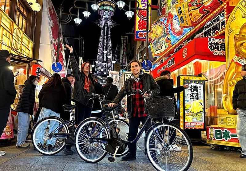 Billet Osaka : balade nocturne à vélo électrique à LED vers Dotonbori, Namba et Shinsekai