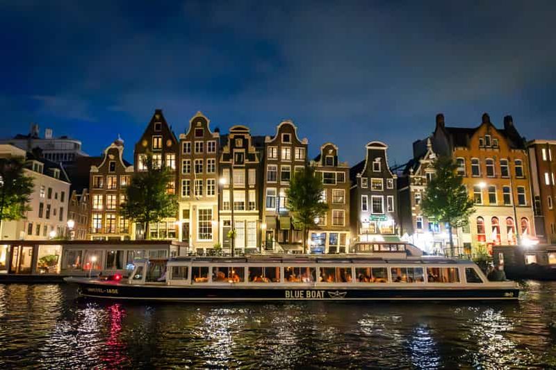 Billet Amsterdam : Croisière en soirée avec vin et collations en option