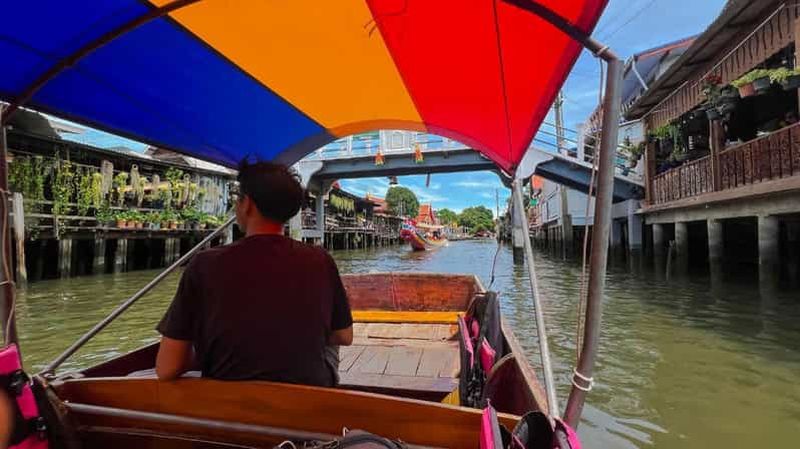 Billet 2 heures de visite privée en bateau sur le canal de Bangkok : Bateau plat traditionnel