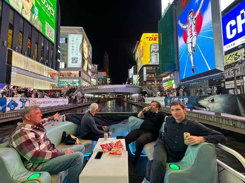 Billet Osaka : croisière sur la rivière Dotonbori avec vue sur l'enseigne Glico et les néons