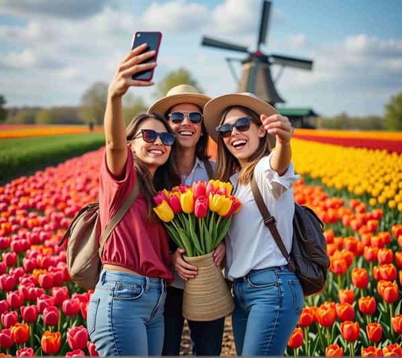 Billet Amsterdam : visite d'une journée de Keukenhof et des moulins à vent de Zaanse Schans