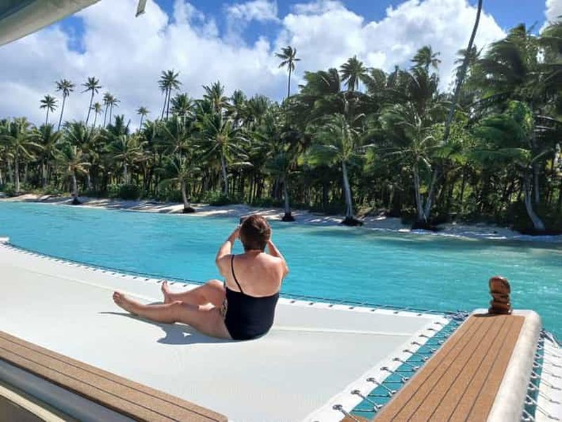 Billet Apetahi day trip around Raiatea on a modern outrigger canoe