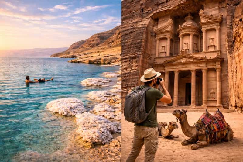 Billet Amman : visite privative de Petra et de la mer Morte au coucher du soleil, avec dîner