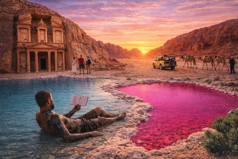Billet Jordanie en 2 jours : Petra, Wadi Rum, lac rose et mer Morte