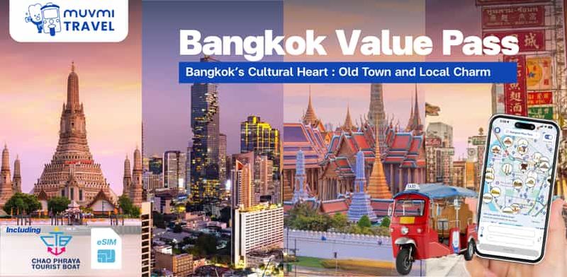 Billet Bangkok : application de pass journée en tuk-tuk et bateau sur le Chao Phraya
