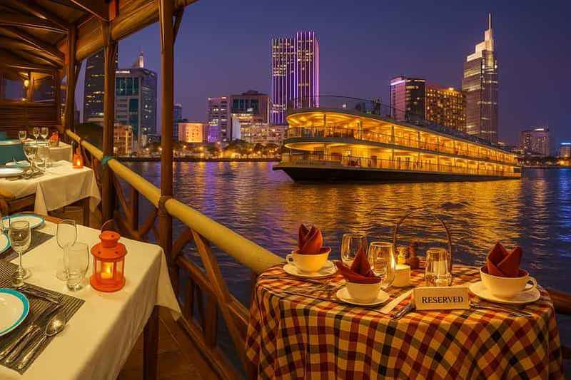 Billet Dîner à Saigon lors d'une croisière commentée avec table privée