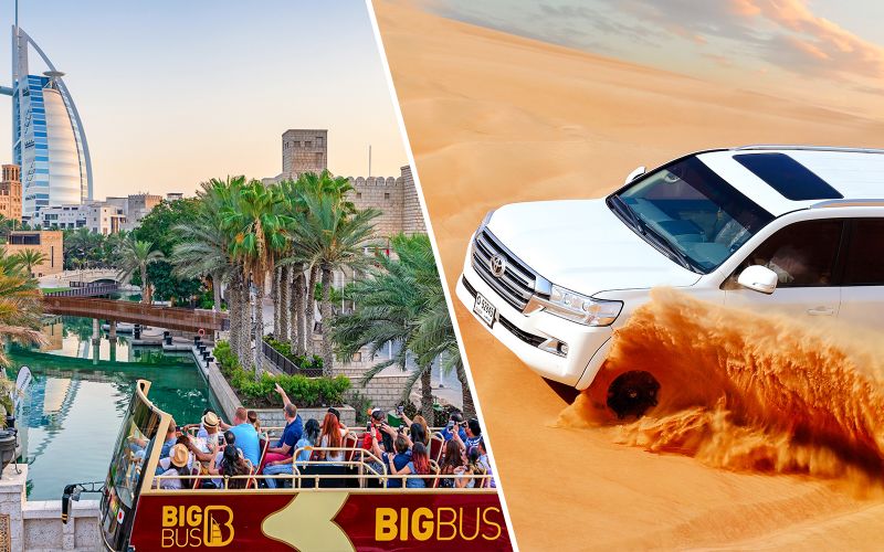 Billet Combo : Visite en bus Hop-On Hop-Off de Dubaï + Safari dans le désert & Dune Bashing