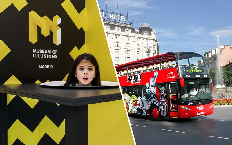 Billet Combo : Billets pour le Musée de L'Illusion + tour en bus Hop-On Hop-Off de Madrid